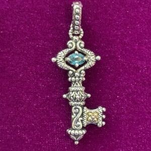 Barbara Bixby Key London Blue Topaz 18K Sterling Silver Enhancer Pendant